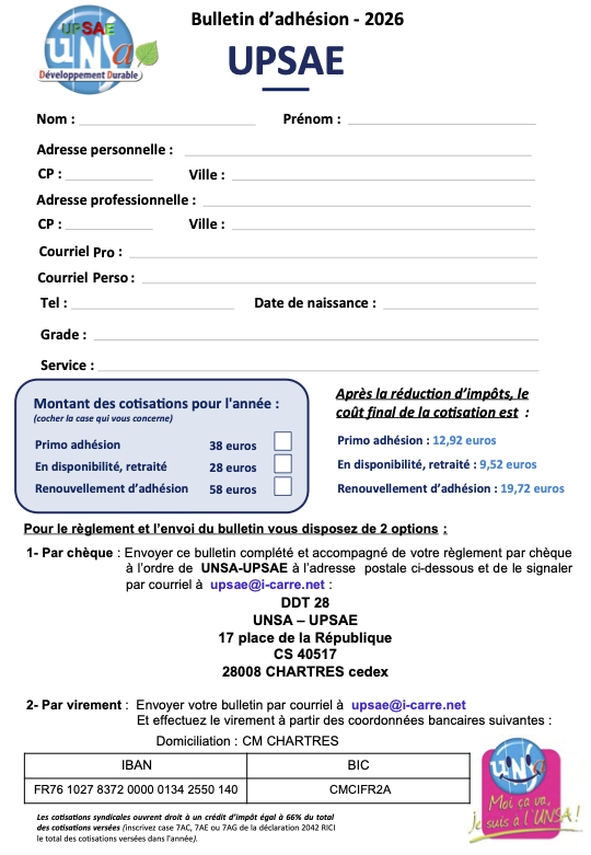 Bulletin adhesion SNA 2020